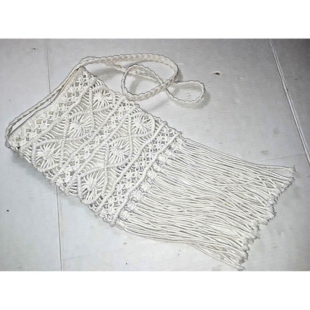 Bay Sky Crochet Crossbody Bag Purse Fringe Detail Boho Coastal Festival